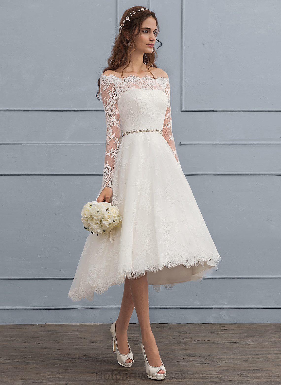 Wedding Lace Allison With Dress Beading Wedding Dresses A-Line Asymmetrical