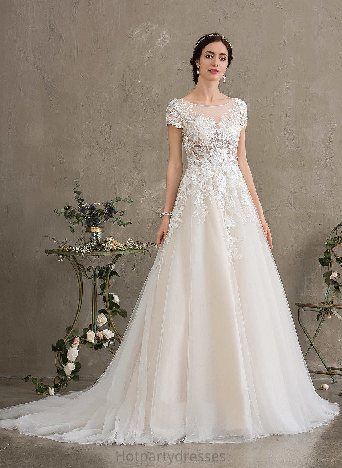 Illusion Wedding Train Court Dress Alyson Wedding Dresses Tulle Ball-Gown/Princess