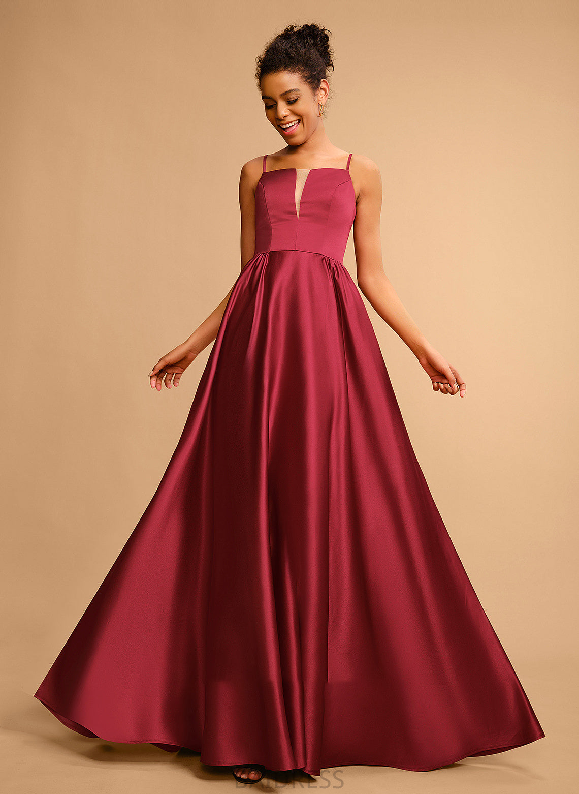 Prom Dresses Square Macy Satin Floor-Length A-Line Neckline