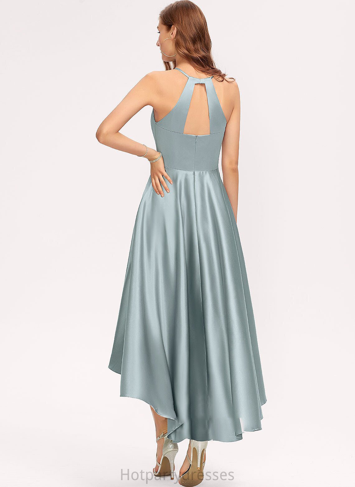 Silhouette ScoopNeck Fabric Pockets Asymmetrical Length Embellishment A-Line Neckline Shiloh A-Line/Princess Sleeveless Bridesmaid Dresses