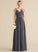 Floor-Length Ruffle Sequins Embellishment Fabric Beading Length Neckline A-Line Silhouette V-neck Shea Bridesmaid Dresses