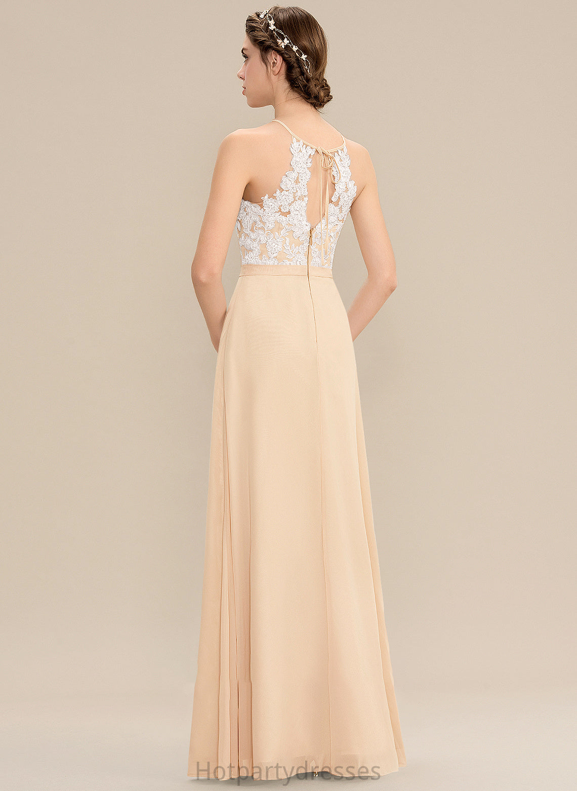Bow(s) A-Line Length Embellishment ScoopNeck Silhouette Fabric Neckline Floor-Length Isabelle Sleeveless V-Neck Bridesmaid Dresses