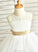 Junior Bridesmaid Dresses Tulle Neck With Scoop Joanna Tea-Length Sash A-Line