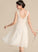 Wedding Dresses V-neck With Knee-Length Wedding Lace Ruffle A-Line Chiffon Dress Amiah