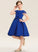 Lace Cadence Scoop Knee-Length With Bow(s) Junior Bridesmaid Dresses Neck A-Line Satin