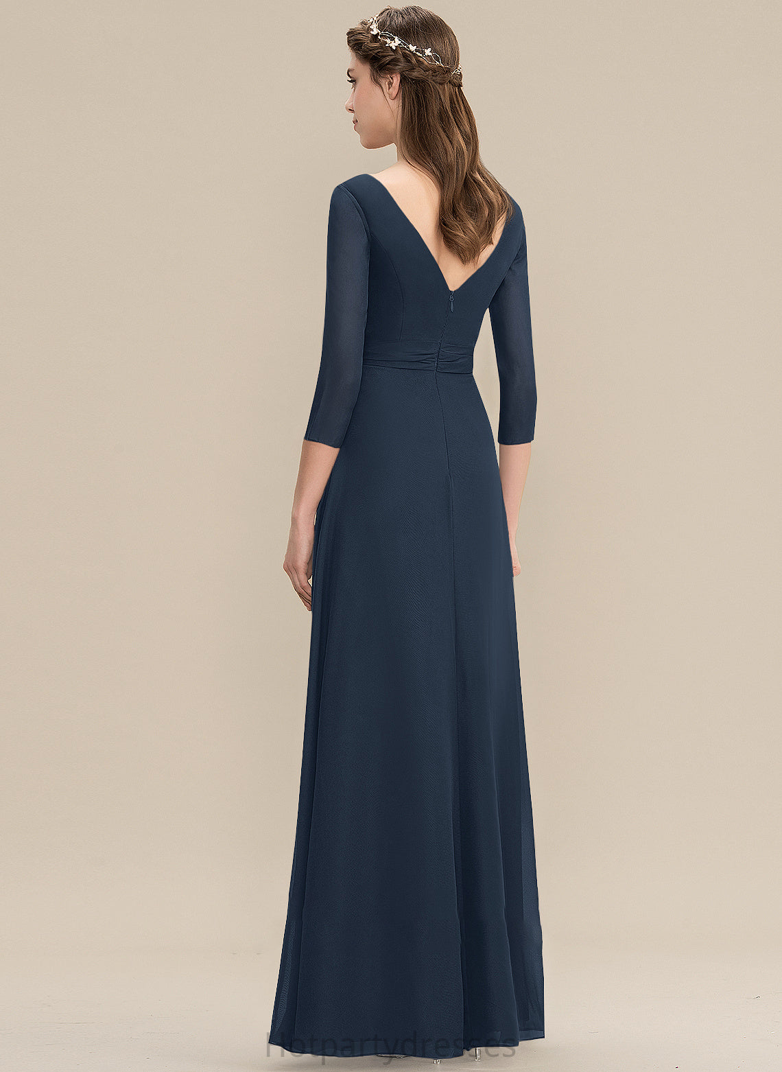Neckline V-neck A-Line Bow(s) Embellishment Length Floor-Length Ruffle Silhouette Fabric Mariana V-Neck Bridesmaid Dresses