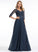 Prom Dresses Tamara A-Line Sequins Chiffon Floor-Length V-neck With