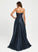Sweep Lace Satin Sweetheart Prom Dresses With A-Line Angie Train