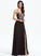 Lace Floor-Length A-Line Chiffon Bailey Sequins V-neck Prom Dresses With