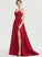 V-neck Sequins Beading Satin Ball-Gown/Princess Sweep With Kyleigh Front Train Prom Dresses Split