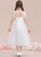 Mackenzie Junior Bridesmaid Dresses Neck Scoop A-Line Tea-Length Tulle