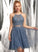 Neck Scoop Short/Mini Prom Dresses Sequins Tulle With A-Line Beading Elise