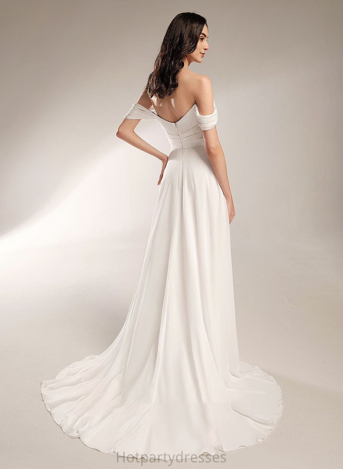 Court Train With Wedding Wedding Dresses Dress A-Line Pleated Belen Off-the-Shoulder