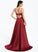 Prom Dresses Beading Sweep Front Split Sequins With Train A-Line V-neck Satin Noelle