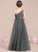 Junior Bridesmaid Dresses Tulle Lacey Ruffle A-Line One-Shoulder With Sequined Floor-Length