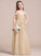 Junior Bridesmaid Dresses Off-the-Shoulder Chiffon With Alisa Ruffle Floor-Length A-Line