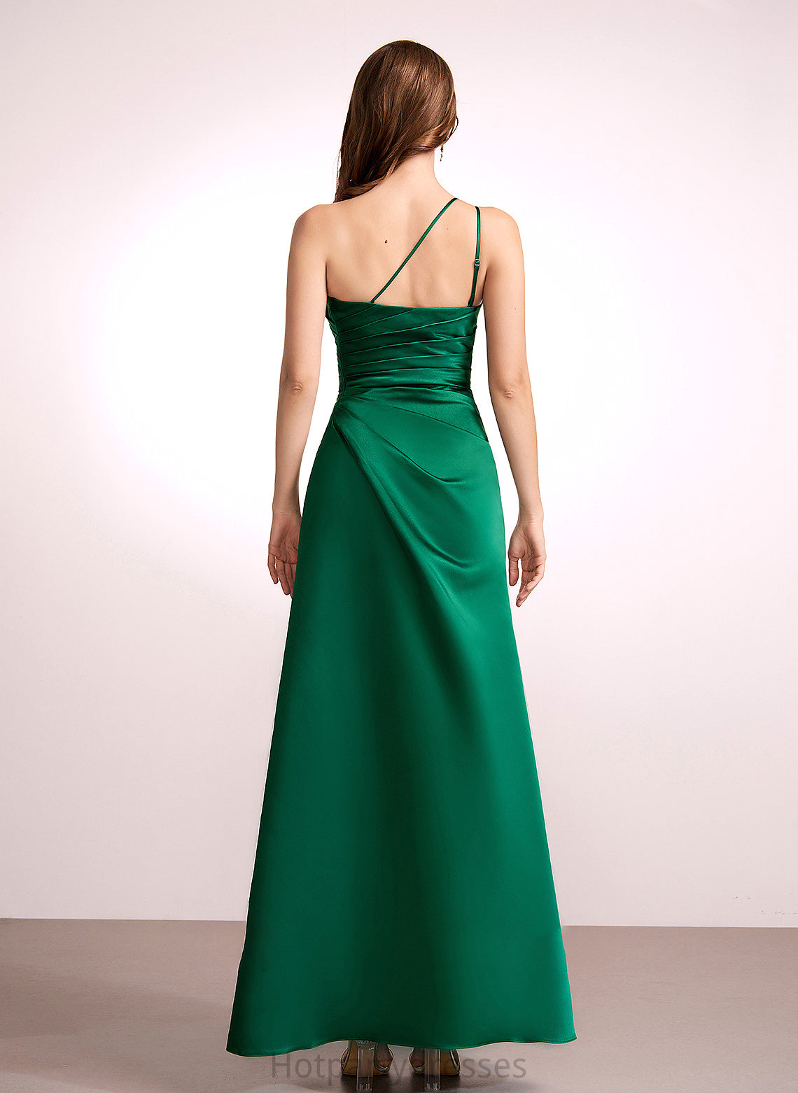 SplitFront Embellishment Neckline Fabric Floor-Length One-Shoulder A-Line Silhouette Length Isabela Natural Waist A-Line/Princess Bridesmaid Dresses