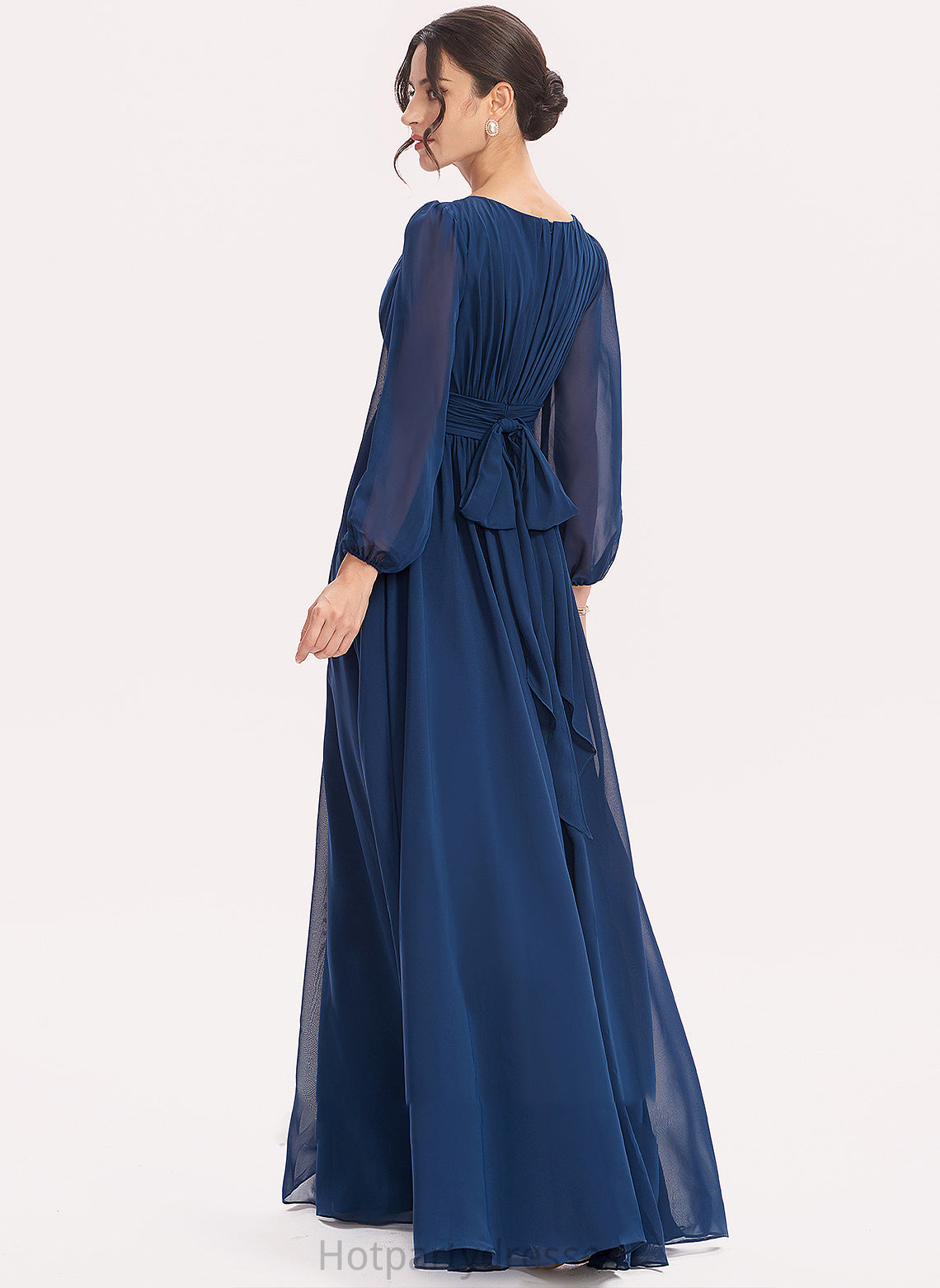 Ruffle Straps Floor-Length Embellishment A-Line Silhouette Length Fabric Adalyn Empire Waist A-Line/Princess Sleeveless Bridesmaid Dresses