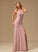 Length Floor-Length Silhouette HighNeck SplitFront A-Line Embellishment Lace Neckline Fabric Isabell Natural Waist Bridesmaid Dresses