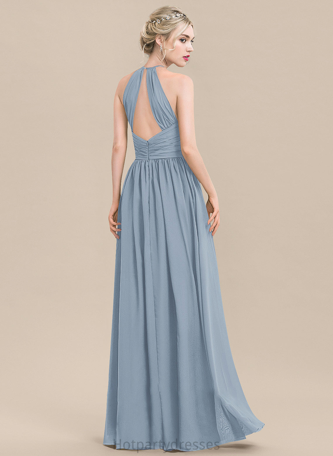Neckline Silhouette Length Embellishment Floor-Length Ruffle Fabric A-Line ScoopNeck Lia Floor Length Natural Waist Bridesmaid Dresses