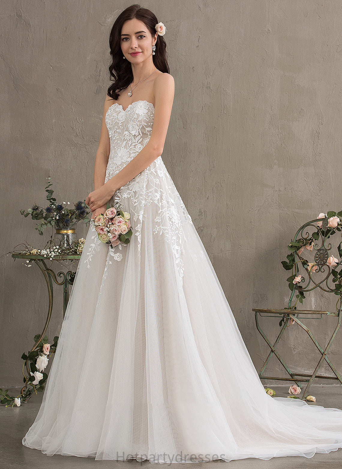 Ball-Gown/Princess Sweetheart Wedding Dress Train Court Ariella Tulle Wedding Dresses