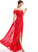 SplitFront A-Line Floor-Length Length Embellishment Off-the-Shoulder Fabric Silhouette Ruffle Neckline Kelly Natural Waist Bridesmaid Dresses