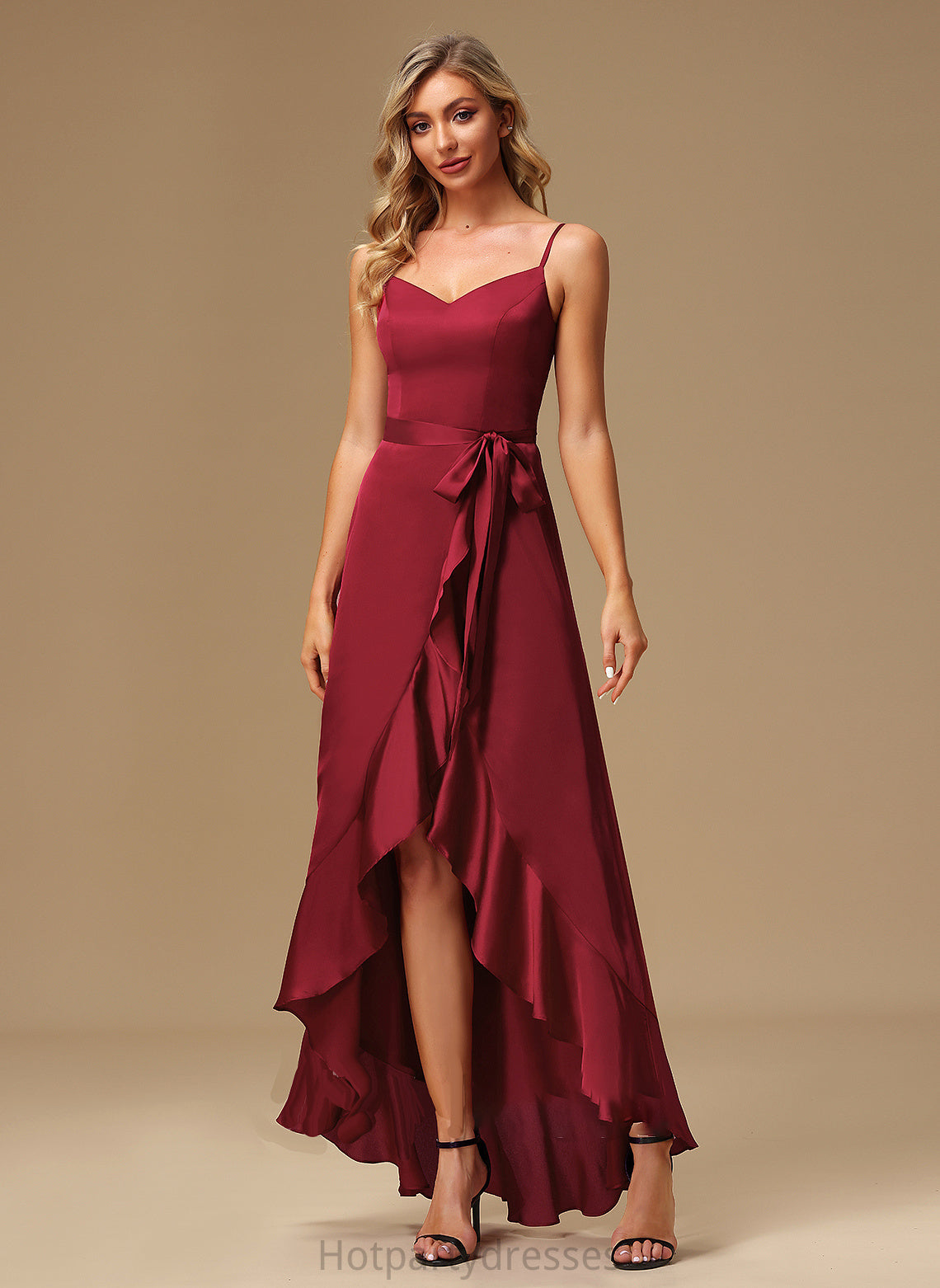 Length SplitFront A-Line Embellishment Silhouette V-neck Asymmetrical Neckline Fabric Kendal Scoop Floor Length Bridesmaid Dresses