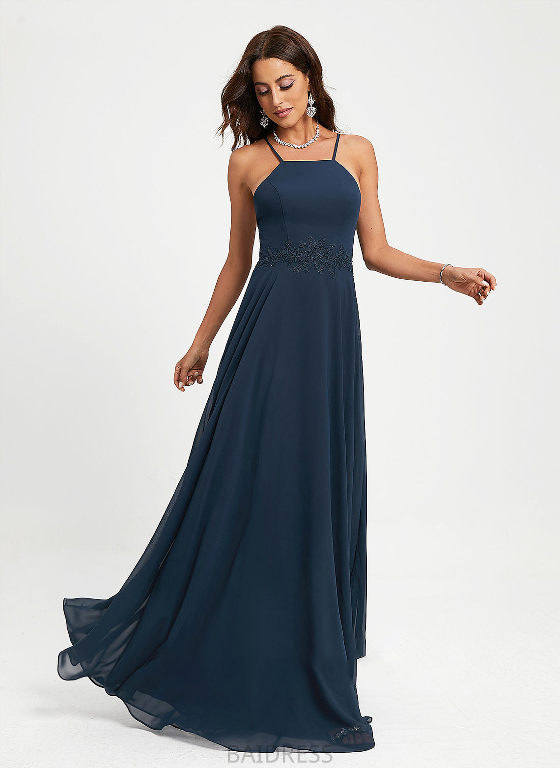 Floor-Length Prom Dresses With Chiffon Lace A-Line Kaliyah Halter