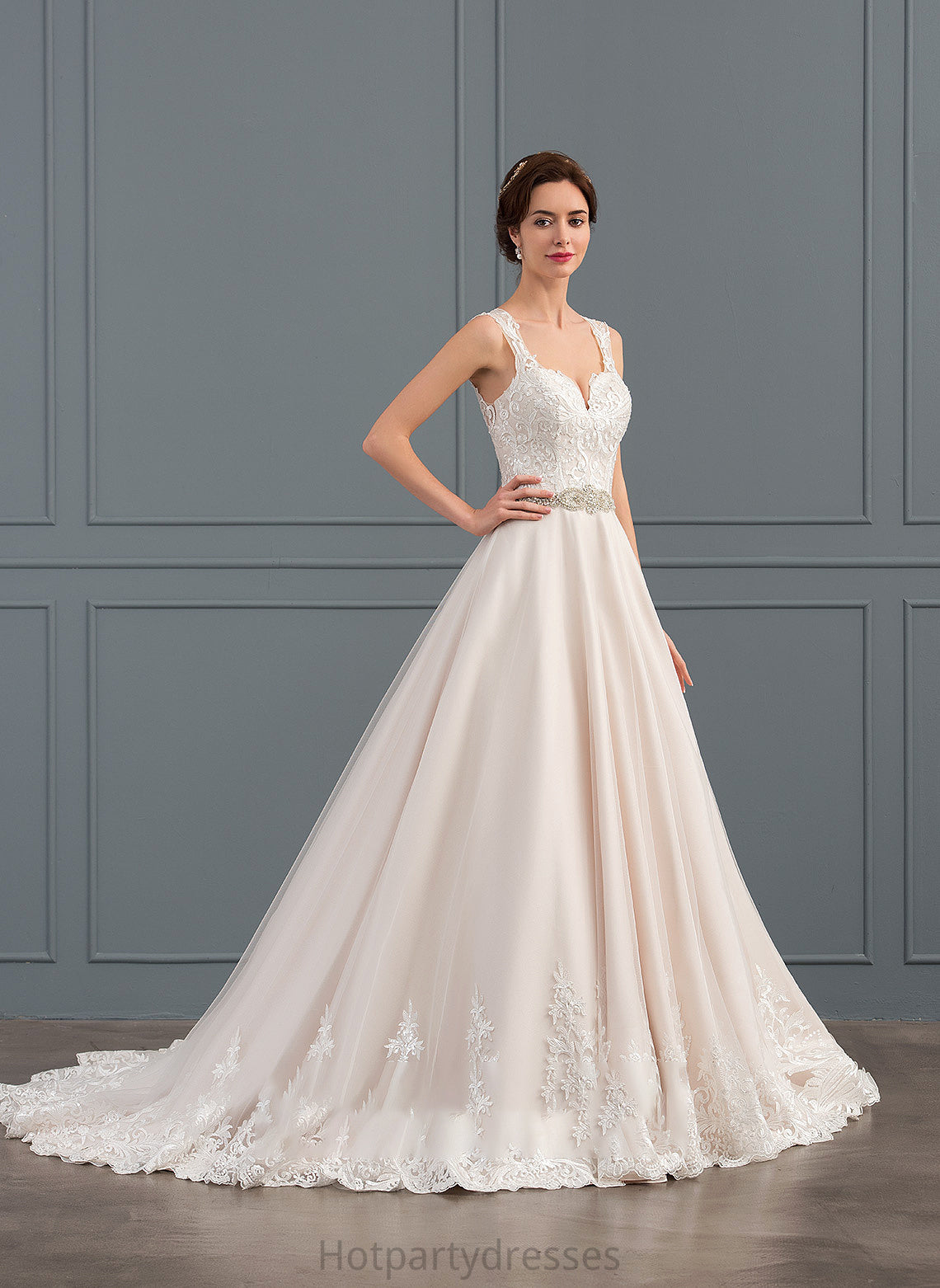 Wedding Dresses With Court Jayda Train Tulle Sweetheart Wedding Ball-Gown/Princess Lace Beading Dress
