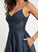 Lace Floor-Length A-Line Prom Dresses V-neck Sonia With Sequins Satin