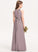 Neck Ruffles Cascading A-Line Bow(s) With Anne Chiffon Floor-Length Junior Bridesmaid Dresses High
