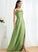 Fabric Floor-Length CowlNeck Embellishment Length SplitFront Neckline Silhouette A-Line Magdalena Natural Waist Floor Length Bridesmaid Dresses