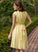 Length Bow(s) Neckline Fabric Ruffle Silhouette A-Line V-neck Embellishment Knee-Length Crystal Sleeveless Bridesmaid Dresses