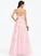 Lia Prom Dresses Sequins Floor-Length Tulle V-neck With Beading Ball-Gown/Princess