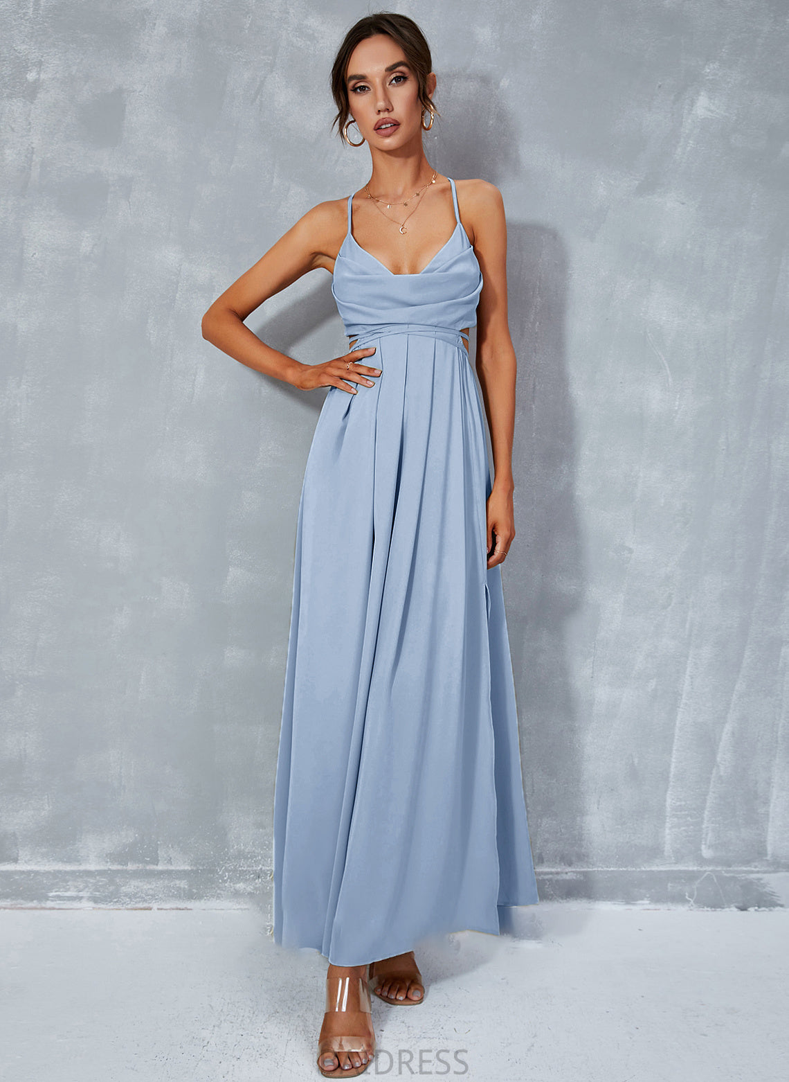 Cowl Neck With Split Front Prom Dresses Ankle-Length A-Line Miriam