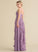 Floor-Length Fabric Embellishment CascadingRuffles V-neck Neckline A-Line Length Silhouette Ryleigh Sleeveless Natural Waist Bridesmaid Dresses