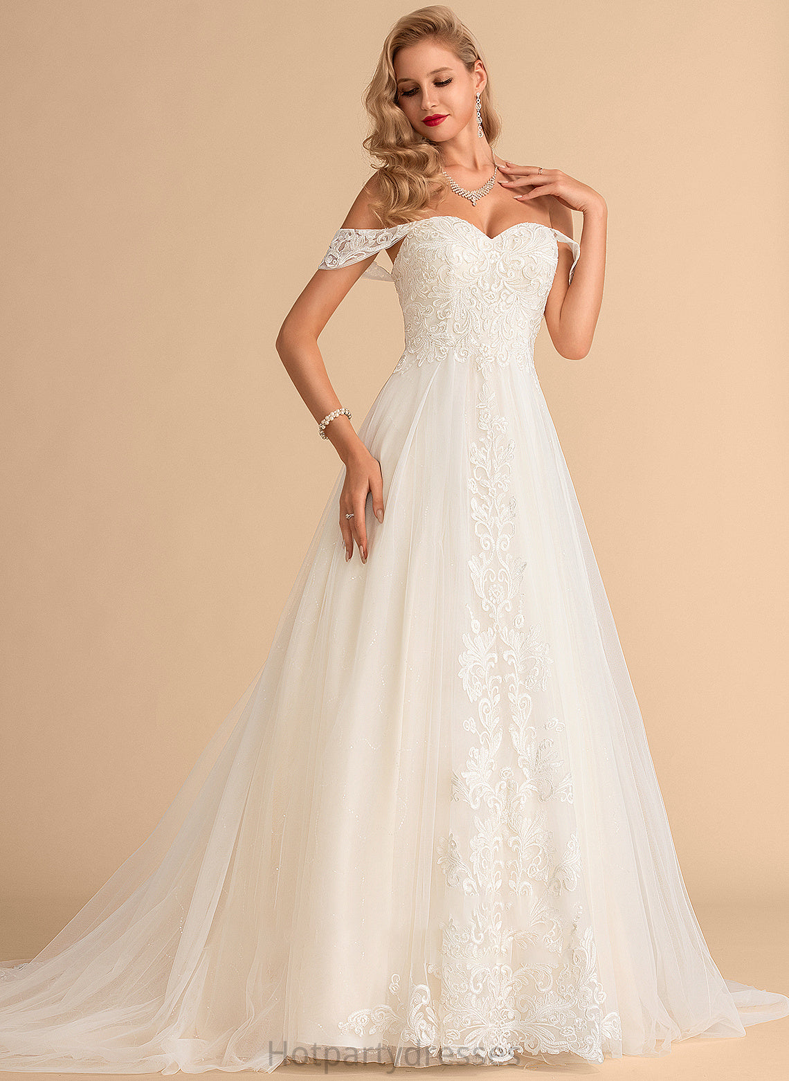 Ball-Gown/Princess Georgia Chapel Wedding Dresses Dress Train Tulle Wedding Lace Sequins With