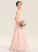 Junior Bridesmaid Dresses Ruffle Floor-Length Lace A-Line Liberty Chiffon V-neck With