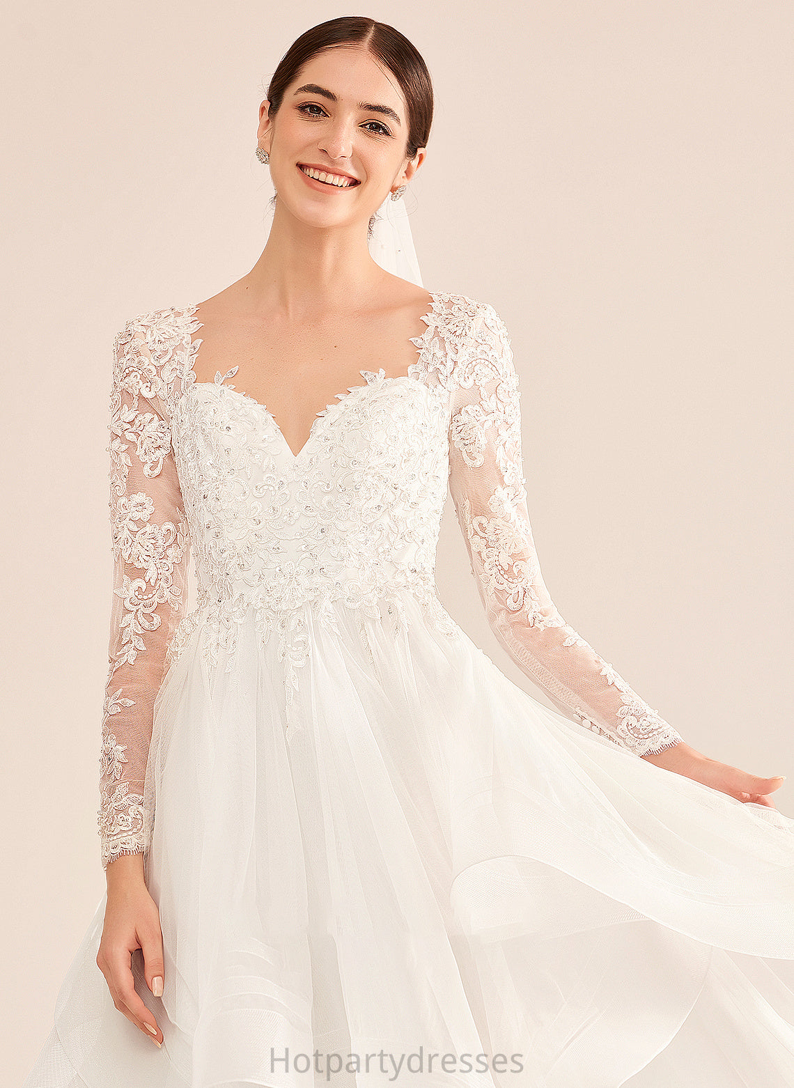 Wedding Floor-Length Ball-Gown/Princess Beading Nina With Sequins Dress Wedding Dresses V-neck
