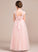 Bow(s) Giada Neck Scoop With Floor-Length A-Line Tulle Lace Junior Bridesmaid Dresses