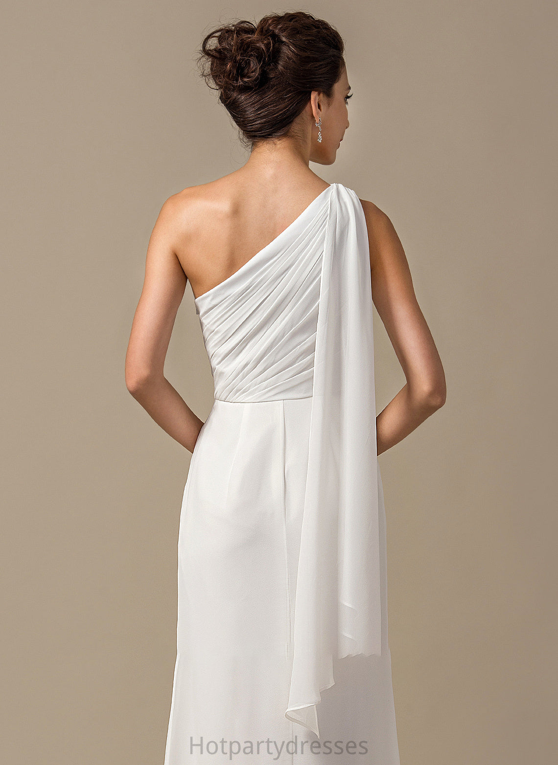 Embellishment Sheath/Column Neckline One-Shoulder Length Ruffle Floor-Length Silhouette Fabric Jacqueline Sleeveless A-Line/Princess Bridesmaid Dresses