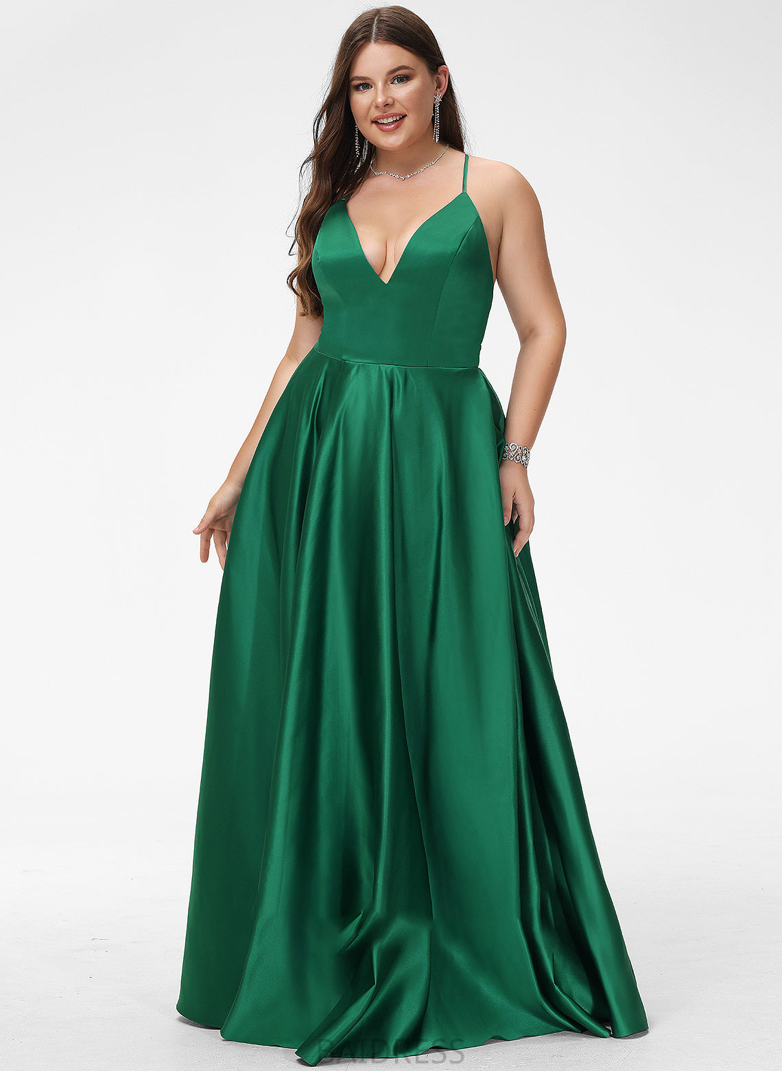 Prom Dresses Satin V-neck Kimberly A-Line Floor-Length