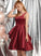 Cascading With A-Line Ruffles Bow(s) Knee-Length Journey Prom Dresses Satin Square Neckline