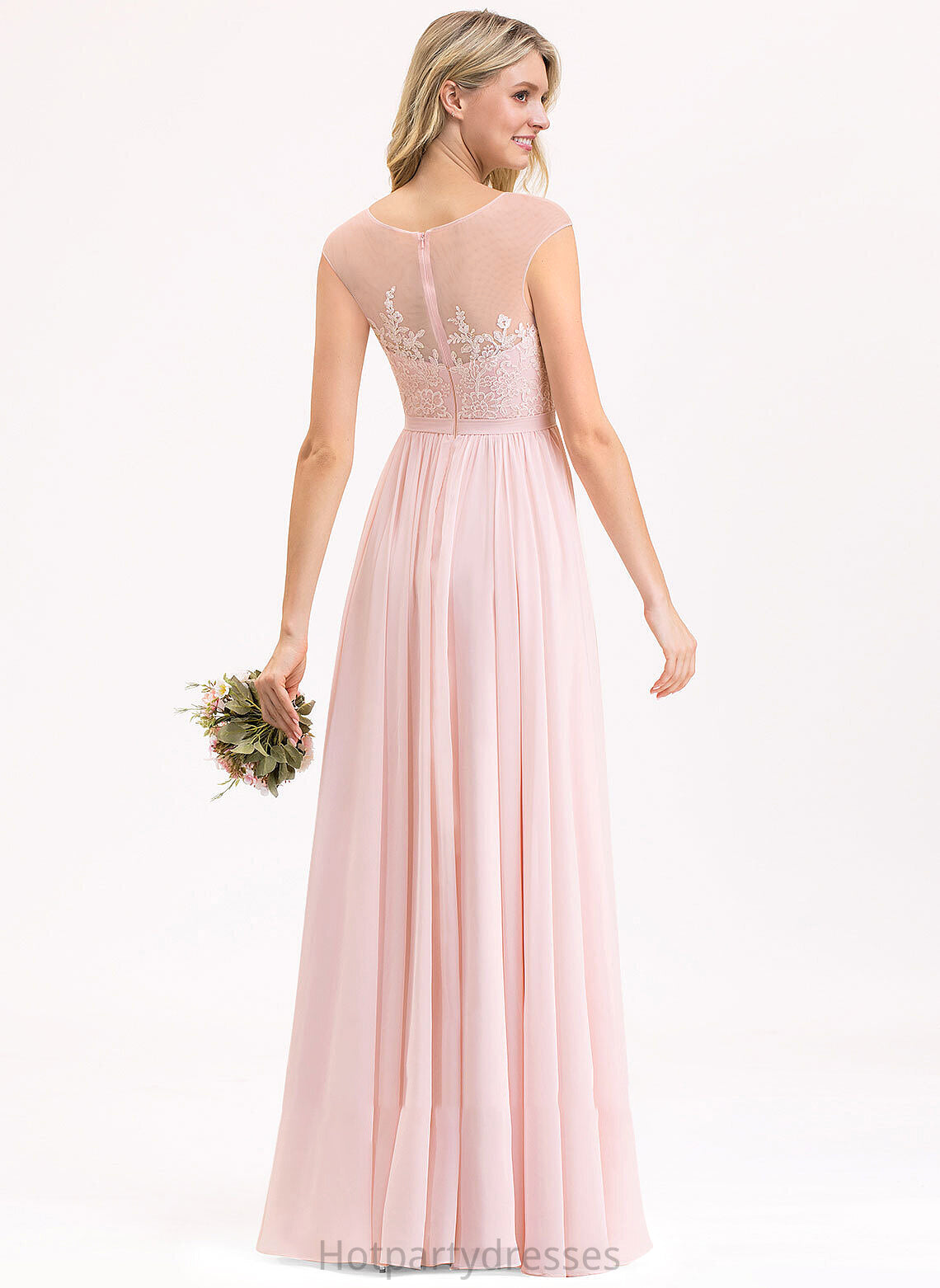 Silhouette ScoopNeck SplitFront A-Line Floor-Length Embellishment Length Fabric Neckline Annika Bridesmaid Dresses