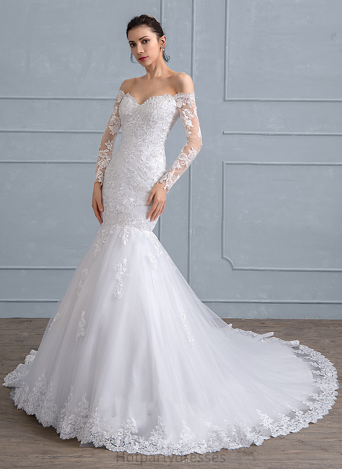 Lace With Ingrid Dress Train Beading Tulle Chapel Sequins Wedding Wedding Dresses Trumpet/Mermaid