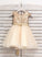 Knee-Length Sash Junior Bridesmaid Dresses Serenity A-Line With Tulle Scoop Neck