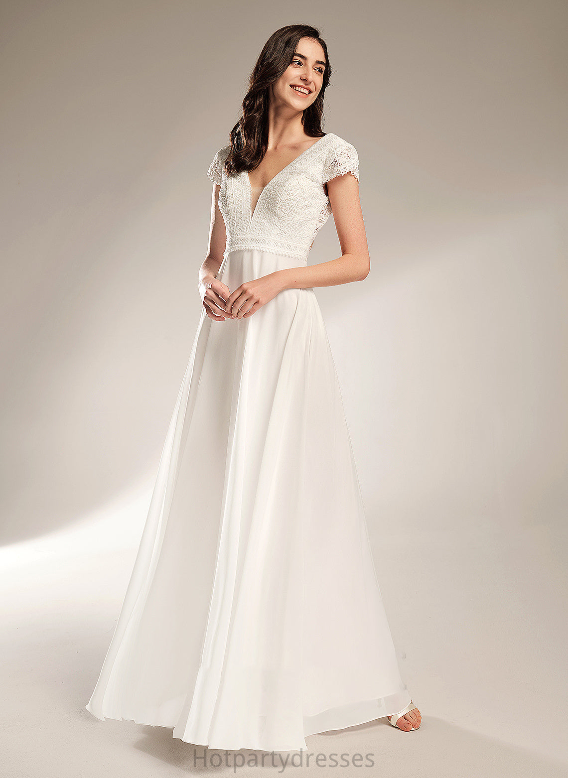 Floor-Length V-neck Raina A-Line Dress Wedding Dresses Wedding
