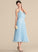 Silhouette Embellishment Pleated A-Line Length Fabric V-neck Neckline Tea-Length India Scoop Sleeveless Bridesmaid Dresses