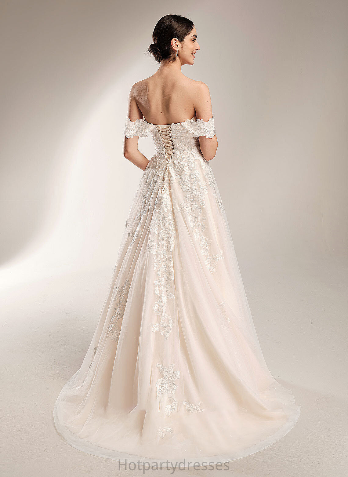 Wedding Chapel Dress Ball-Gown/Princess Wedding Dresses Off-the-Shoulder Train Lilyana