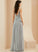 Jaylyn Front Sequins With Floor-Length Prom Dresses Lace V-neck Split Chiffon A-Line